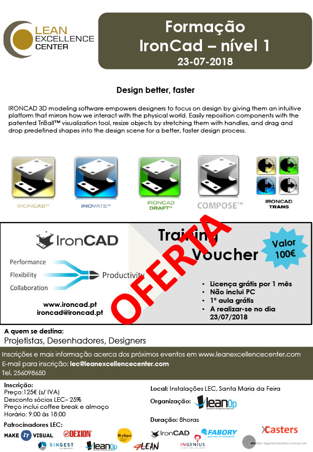 Formação IronCad – nível 1,  23 de Julho 2018