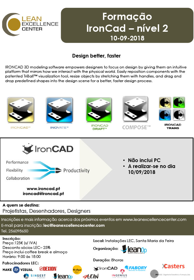 Formação IronCad – nível 2, 10 Setembro 2018